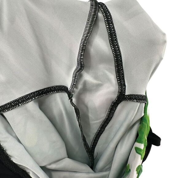 Power Woman Leggings Size M Running Fitted Compression Green Leaf Ankle Fitness - Picture 10 of 10